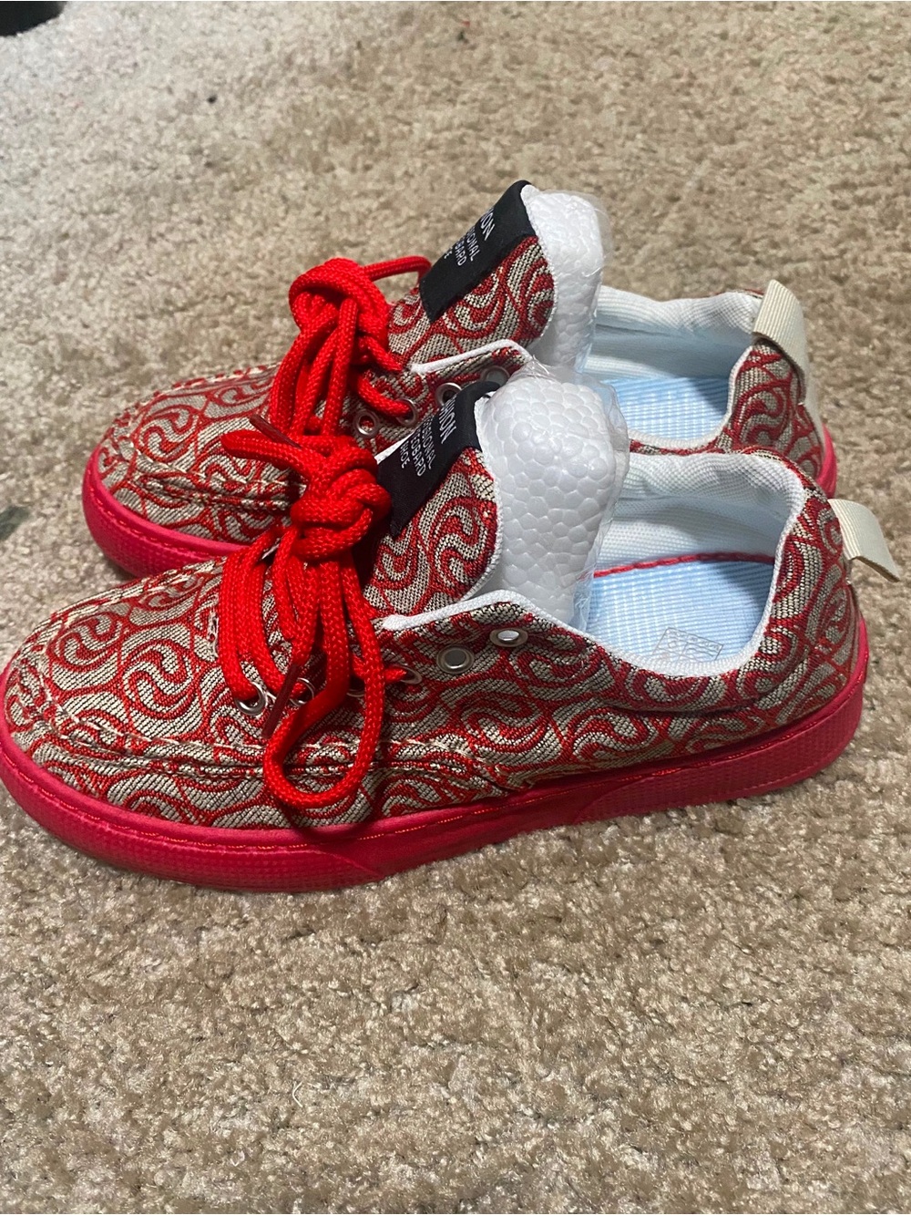 Women Red Patterned Lace-Up Sneakers